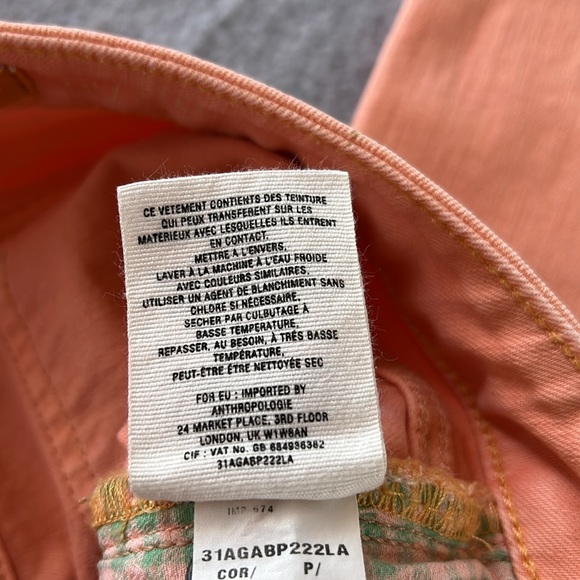 Pilcro Letterpress Anthropologie Peach Stet Crop Capri Denim Jeans Size 28 - Picture 13 of 14